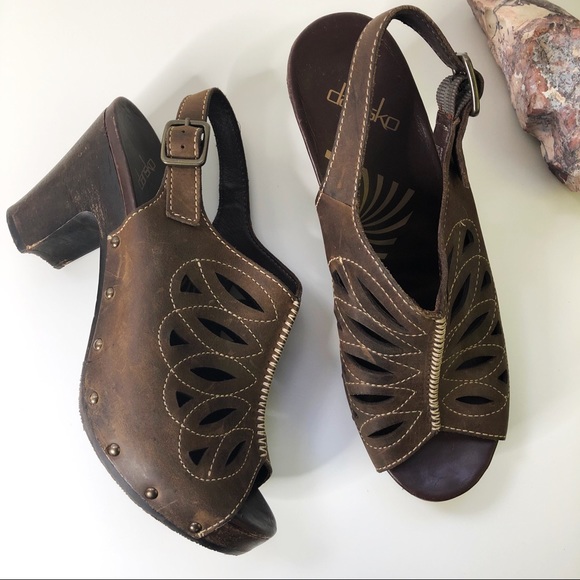 Dansko Shoes - Dansko Rowena Slingback Leather Clog Sandals